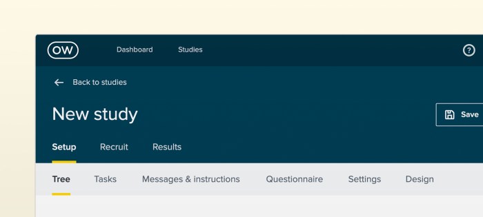 Our updated header in a newly created Treejack study.