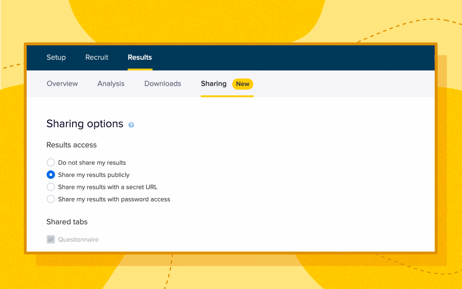 Header graphic for the article 'New feature: Share pre- and post-questionnaire responses'