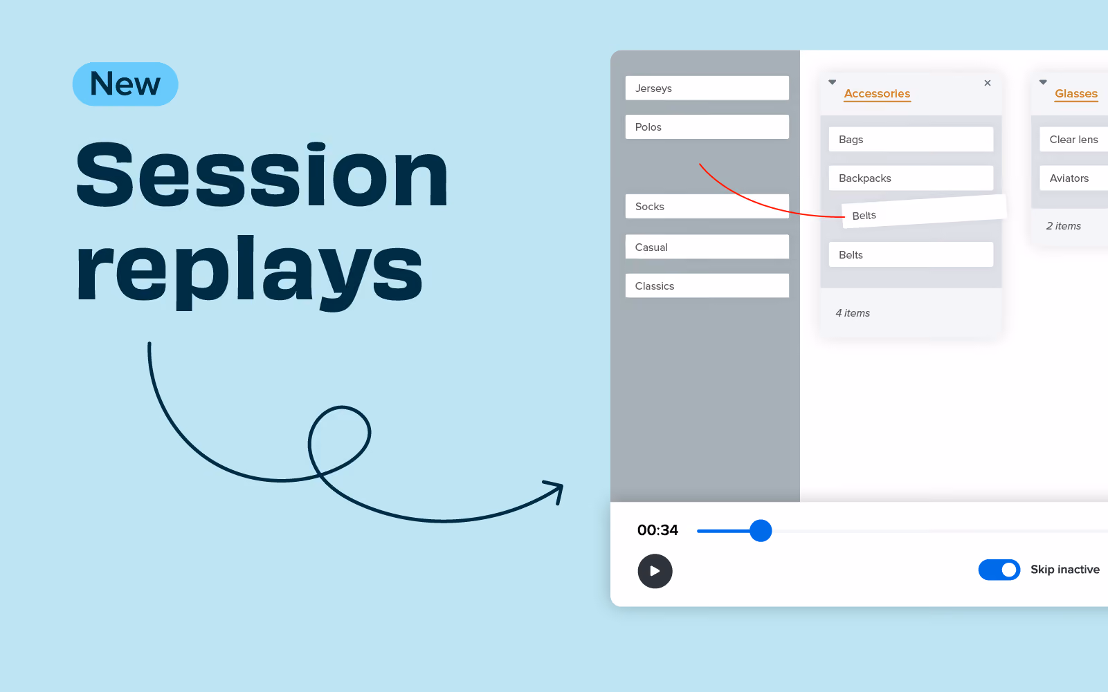 Header graphic for the article 'Our latest feature session replay has landed 🥳'
