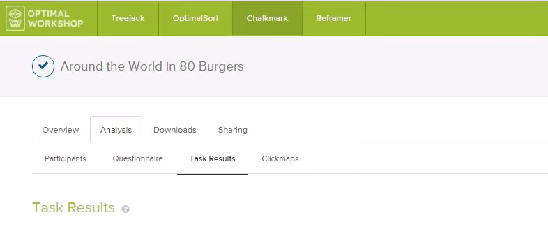 Analysis tabs in the Chalkmark dashboard