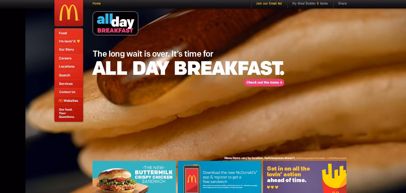 The McDonald’s US website and its animated maple syrup.