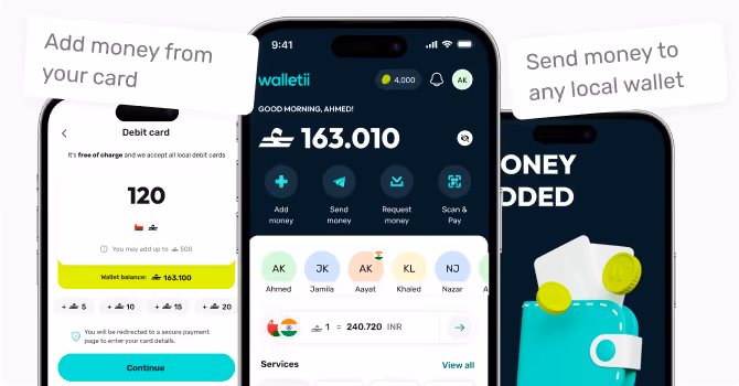 Walletii Ooredoo mobile prepaid recharge screen.
