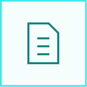 Document icon with folded corner and three horizontal lines on turquoise background.
