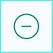 Minus sign inside a circle on a teal square background.
