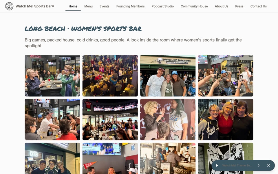 Watch Me! Sports Bar website, built on Gametime Hero
