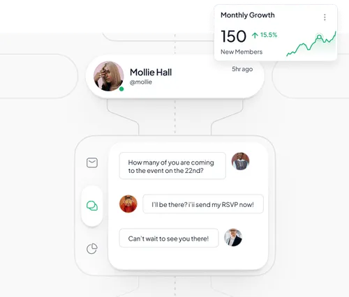 Gametime Hero member chat and monthly new-member growth on mobile