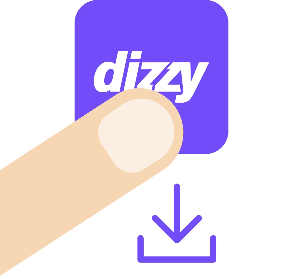 Illustration of the Dizzy Media app icon