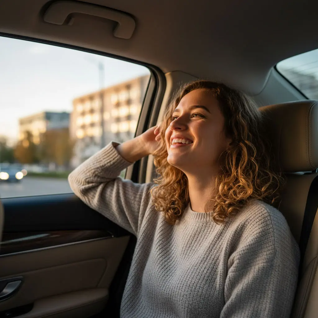 Passenger in a ride share car.