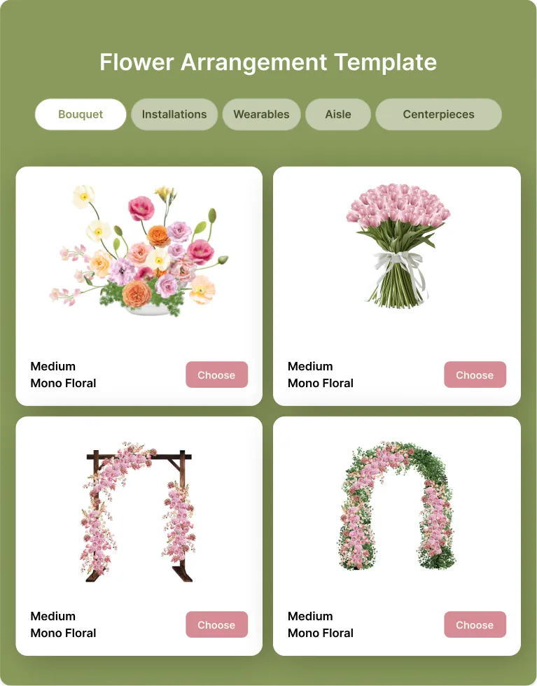 BloomVision Flora Arrangement Template Selector
