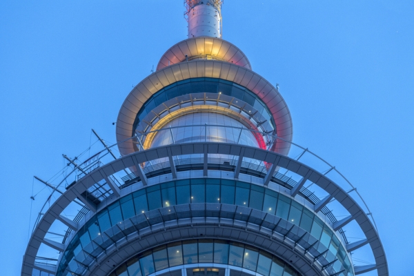 Auckland Sky Tower against a blue sky