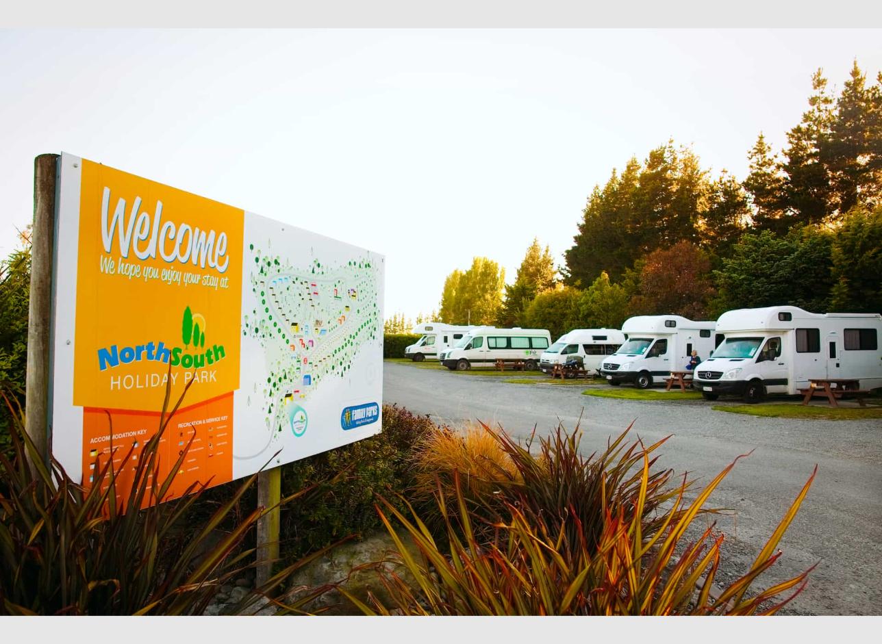 North South Holiday Park spacious powered campervan sites near Christchurch Airport New Zealand