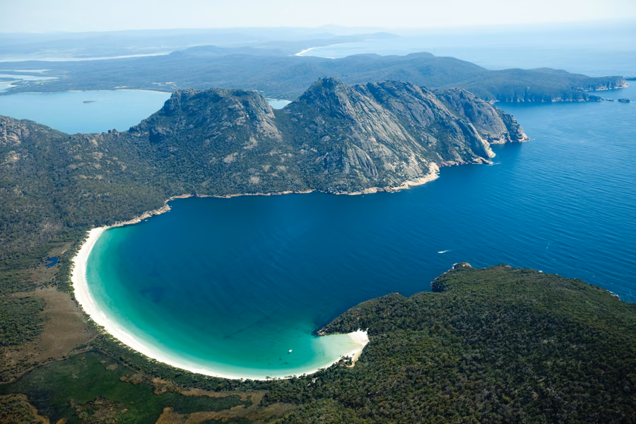 Wineglass Bay seen from the lookout in Freycinet National Park