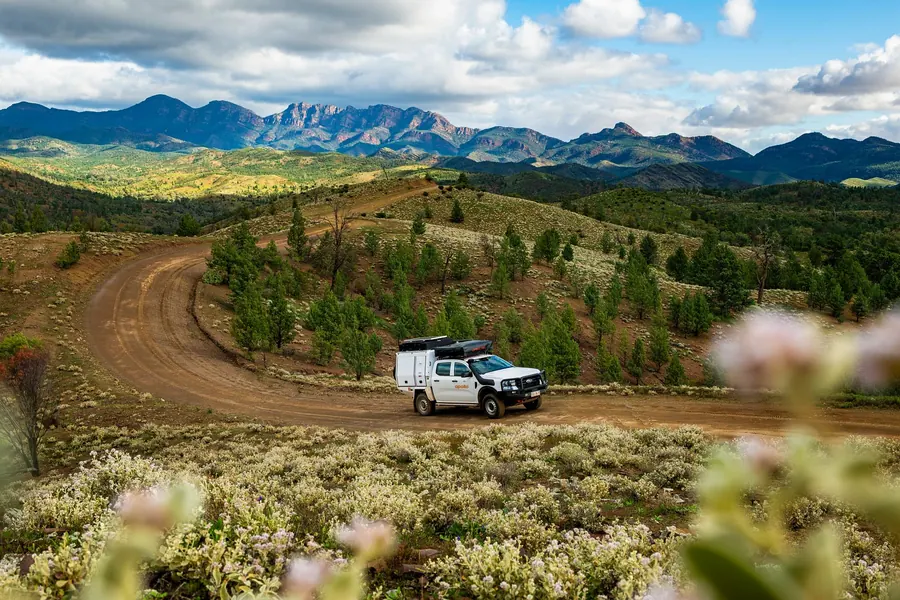 Apollo Overland 4WD camper on a dirt road in the Flinders Ranges, South Australia