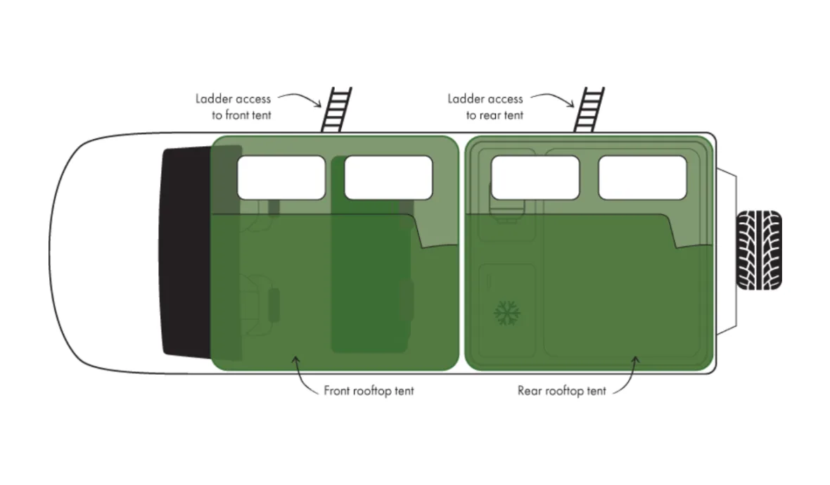 Britz Warrior 4WD night floor plan, Australia