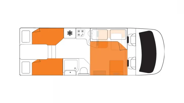 Britz Wanderer night floor plan, New Zealand