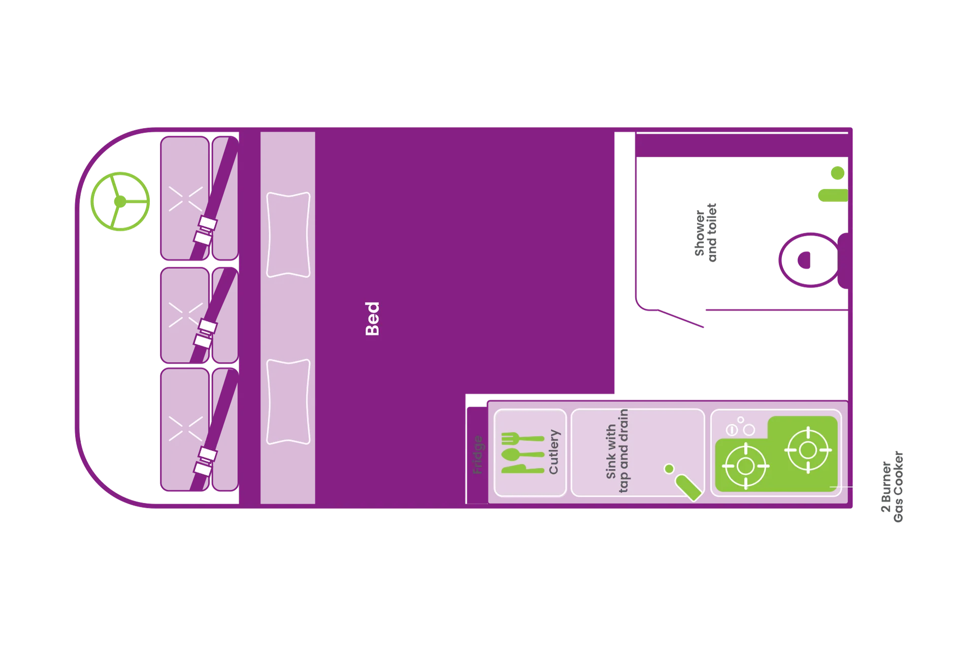JUCY Chaser night floor plan, New Zealand