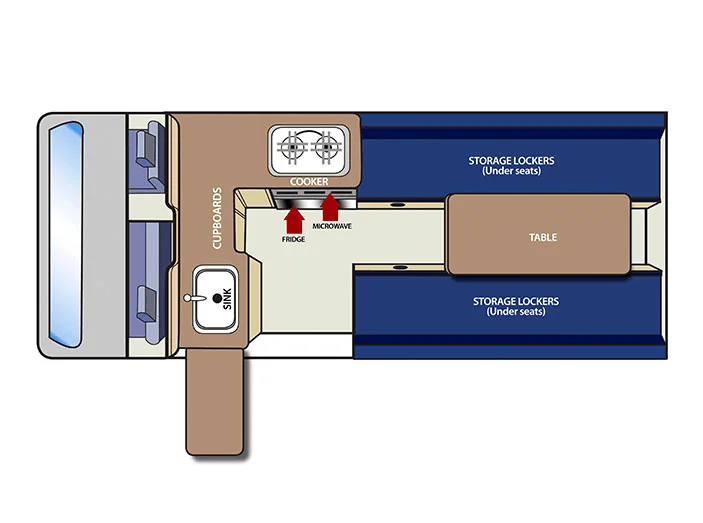Travellers Autobarn Hitop day floor plan, Australia