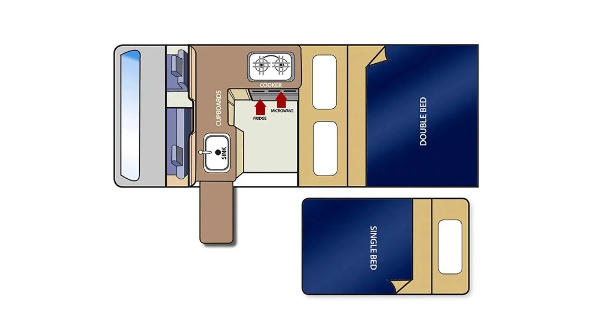 Travellers Autobarn Hitop night floor plan, Australia