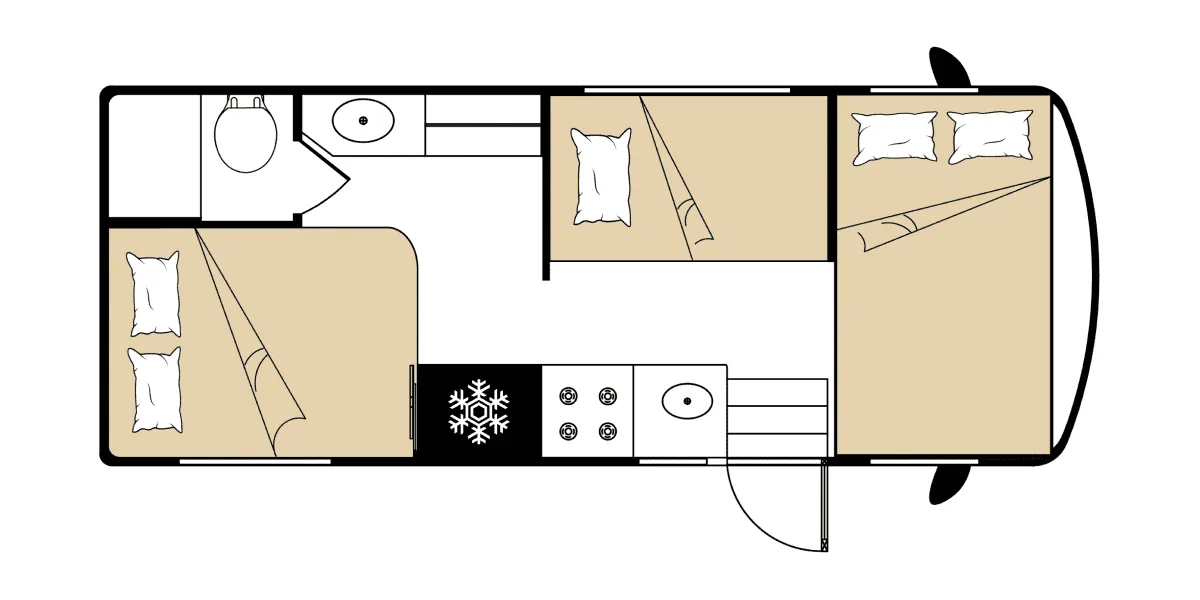 Road Bear Class C 23-25 ft night floor plan, USA