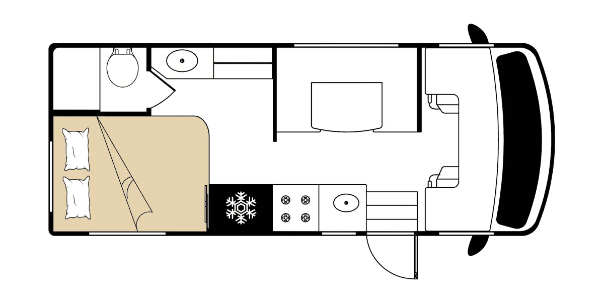 Road Bear Class C 23-25 ft day floor plan, USA