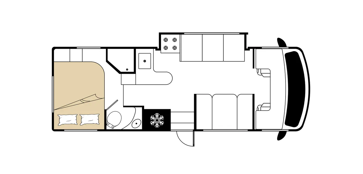 Road Bear Class C 26-28 ft day floor plan, USA
