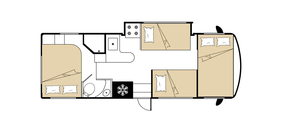 Road Bear Class C 26-28 ft night floor plan, USA