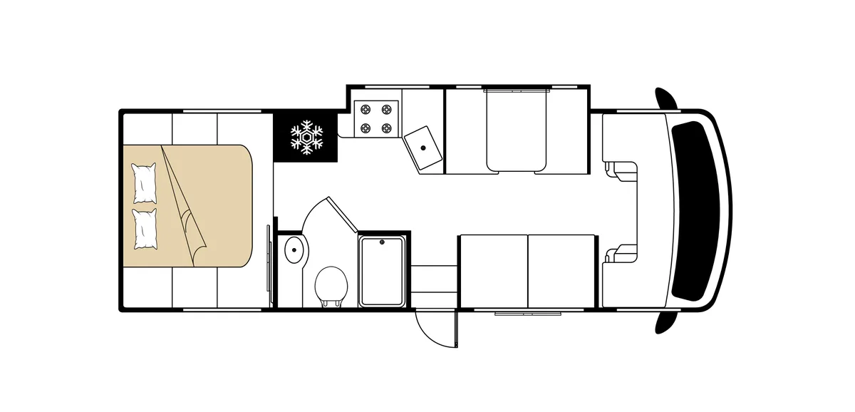 Road Bear Class C 29-31 ft day floor plan, USA