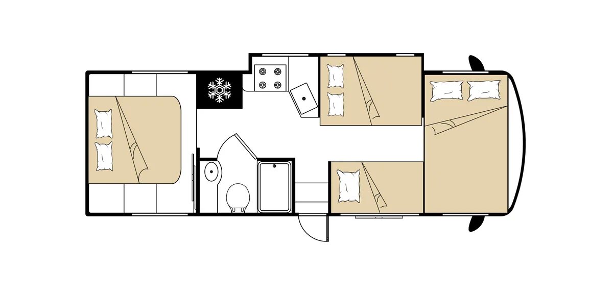 Road Bear Class C 29-31 ft night floor plan, USA