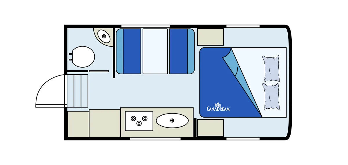 CanaDream Maxi Travel Camper day floor plan, Canada