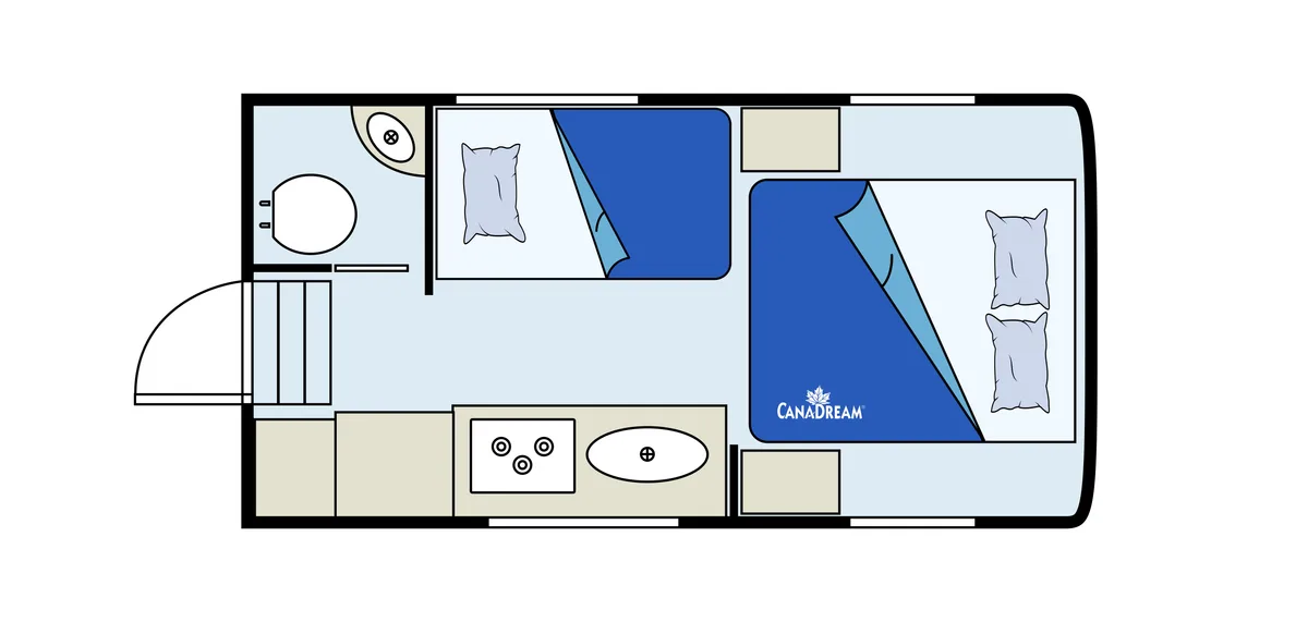 CanaDream Maxi Travel Camper night floor plan, Canada