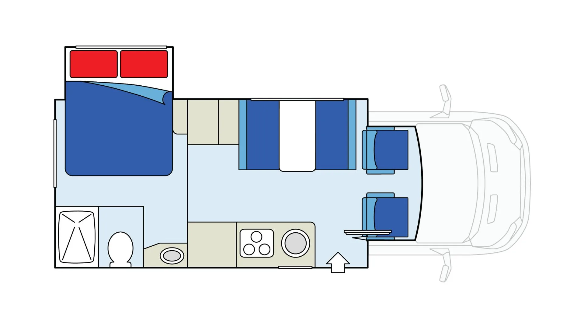 CanaDream Super Van Camper day floor plan, Canada