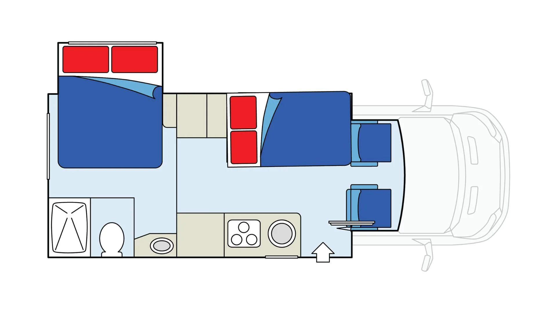 CanaDream Super Van Camper night floor plan, Canada