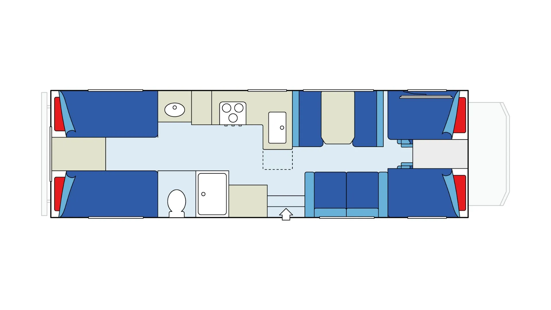 CanaDream Large Motorhome day floor plan, Canada