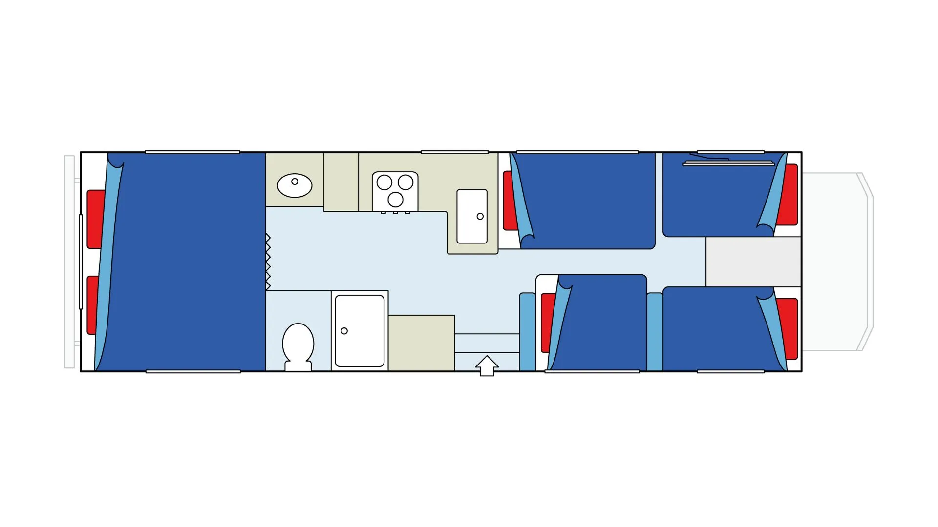 CanaDream Large Motorhome night floor plan, Canada