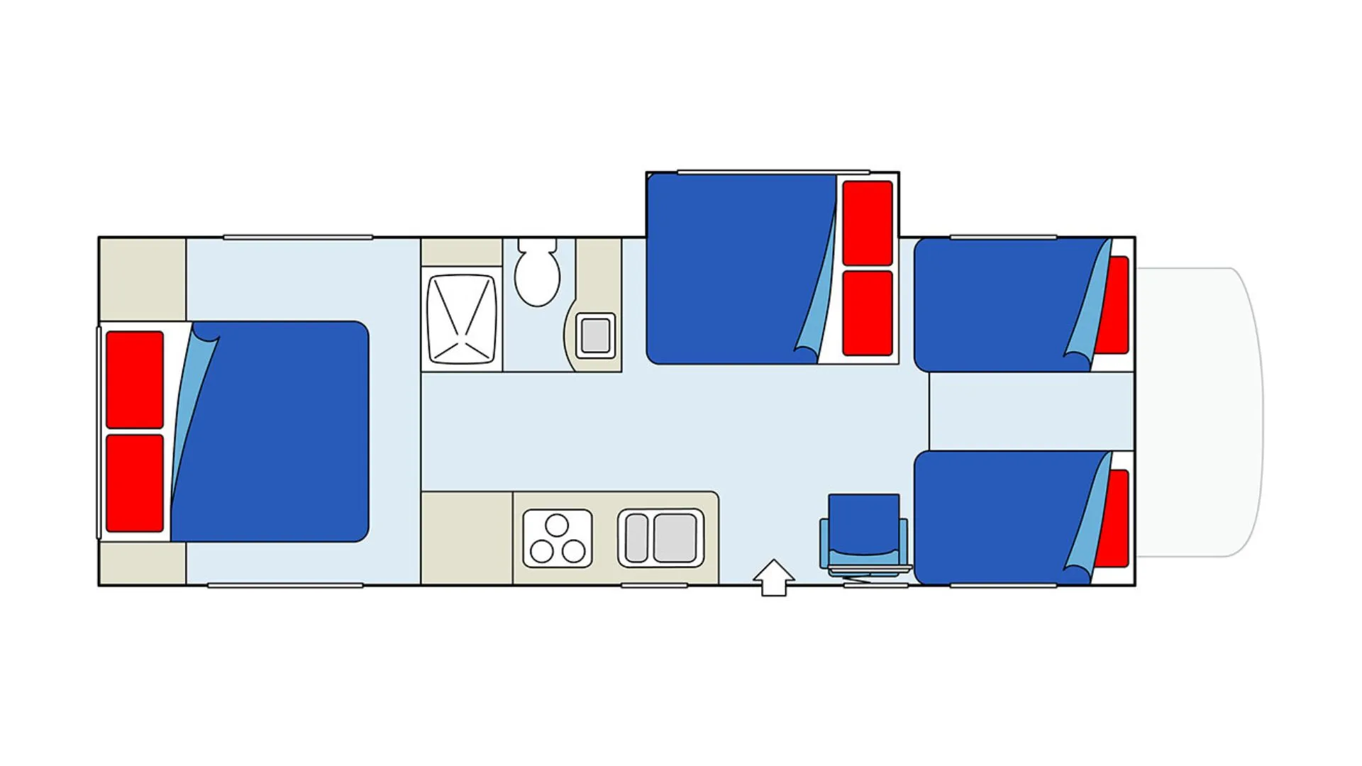 CanaDream Maxi Motorhome night floor plan, Canada