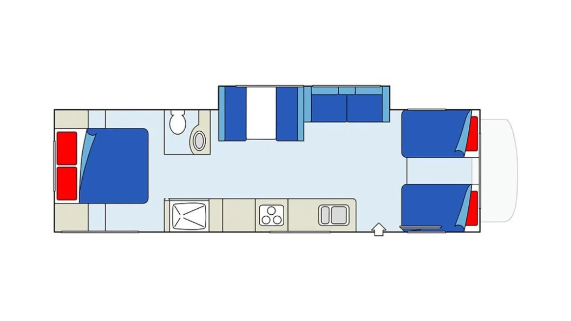 CanaDream Maxi Plus Motorhome day floor plan, Canada