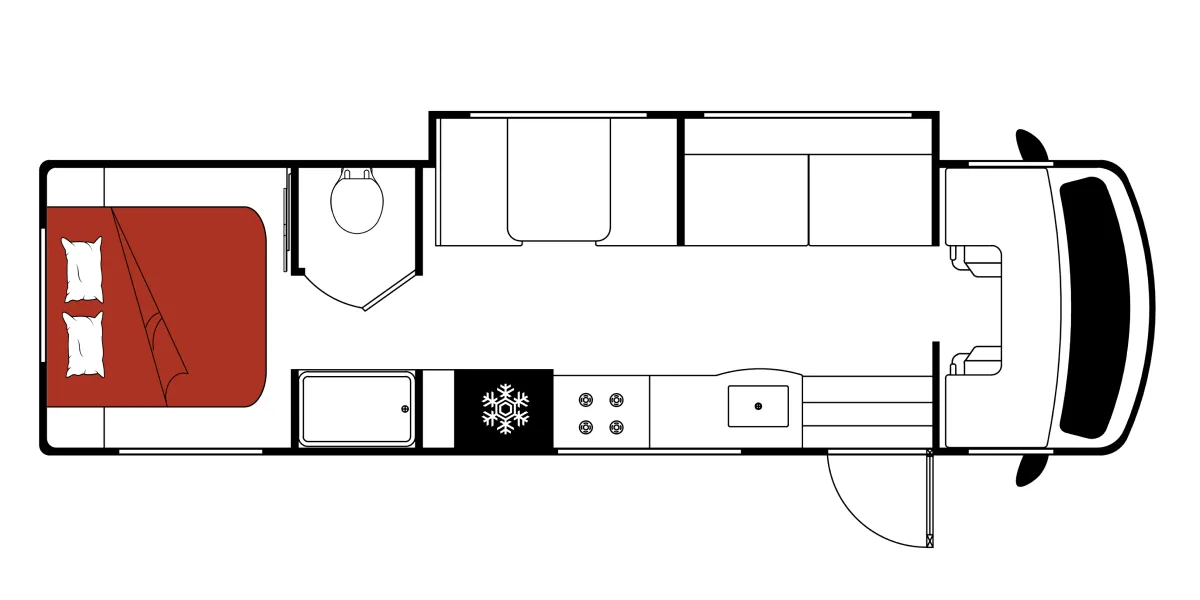 El Monte Class C Family Sleeper day floor plan, USA