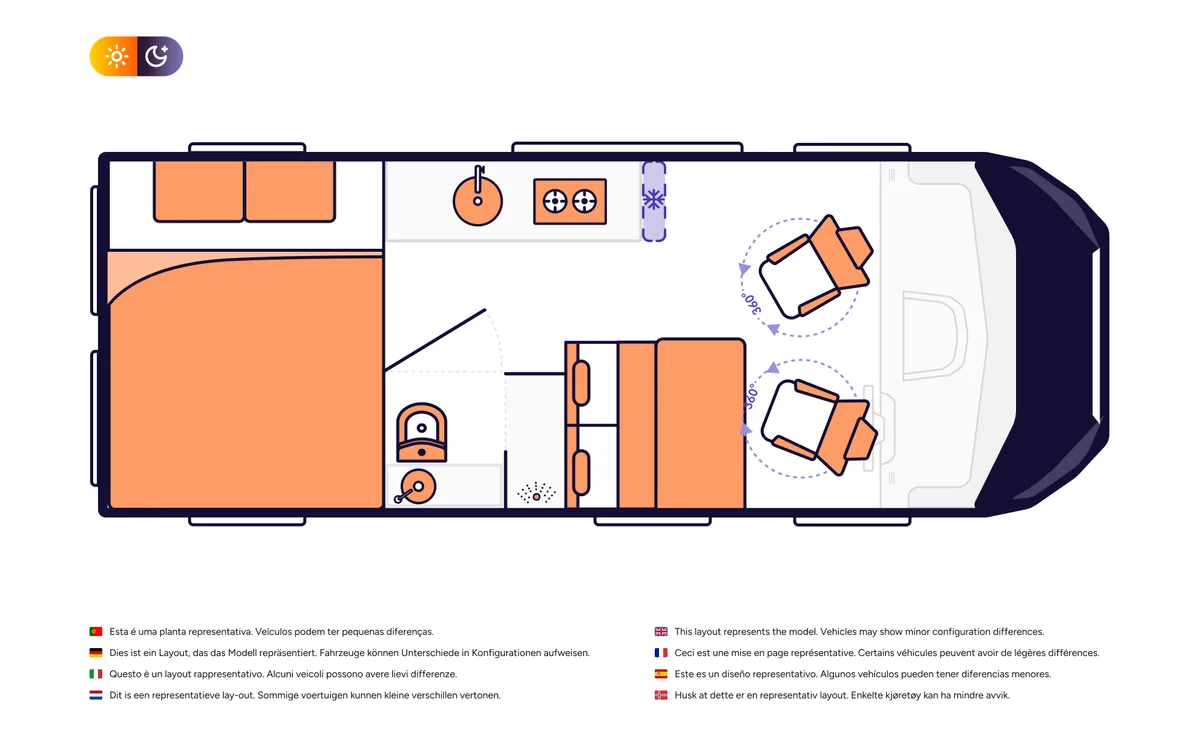 Indie Campers Active Standard floor plan, Australia