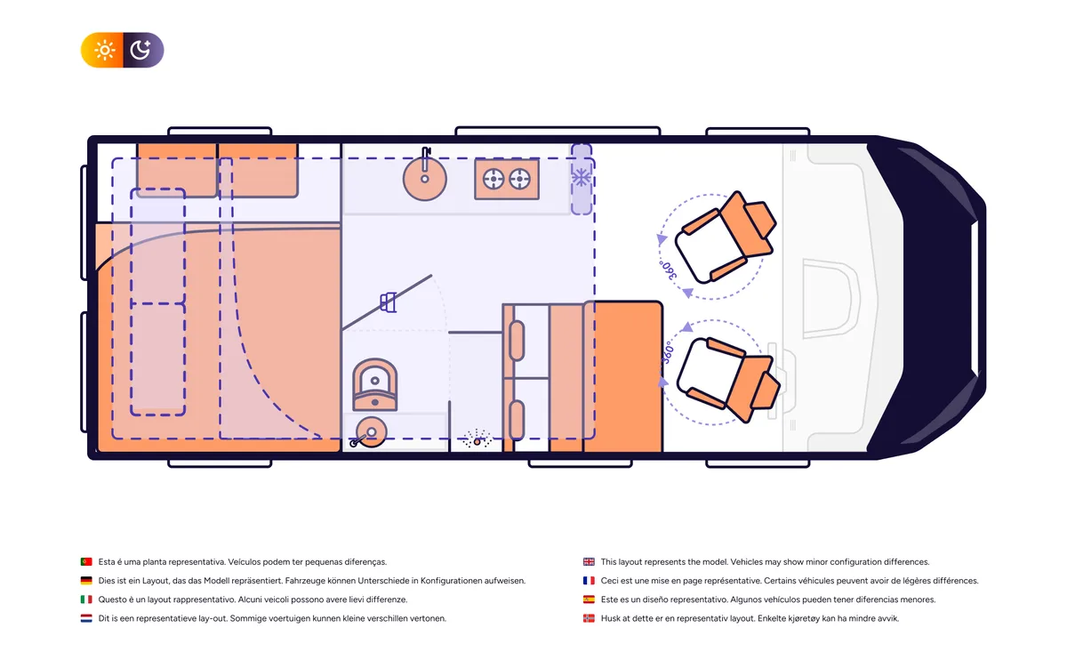 Indie Campers Active Plus floor plan, Australia