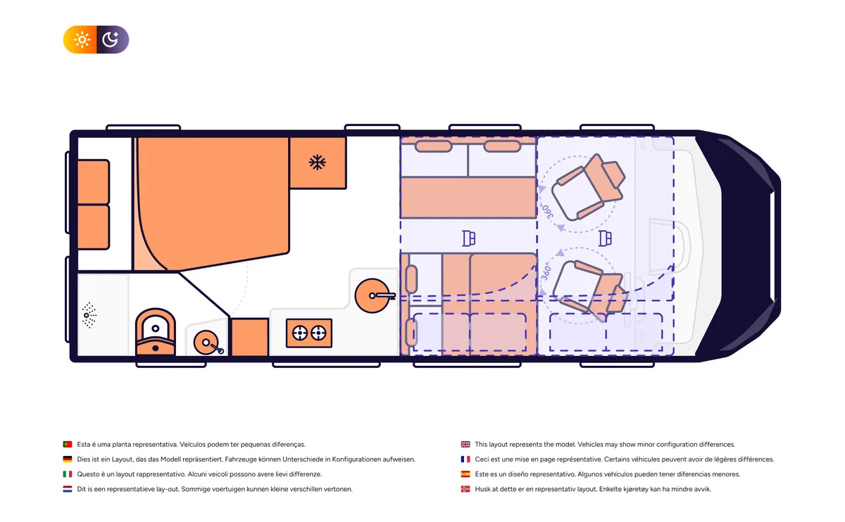 Indie Campers Family Plus floor plan, Australia