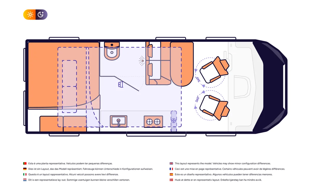 Indie Campers Active Plus floor plan, USA
