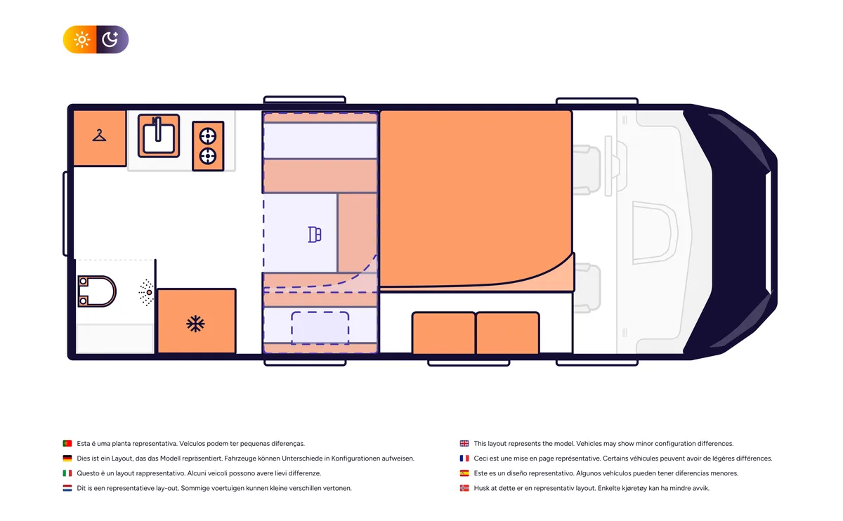Indie Campers Adventure Plus floor plan, USA