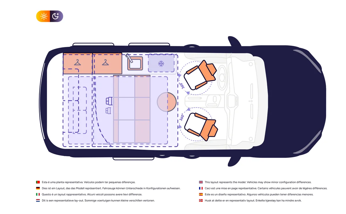 Indie Campers California floor plan, USA