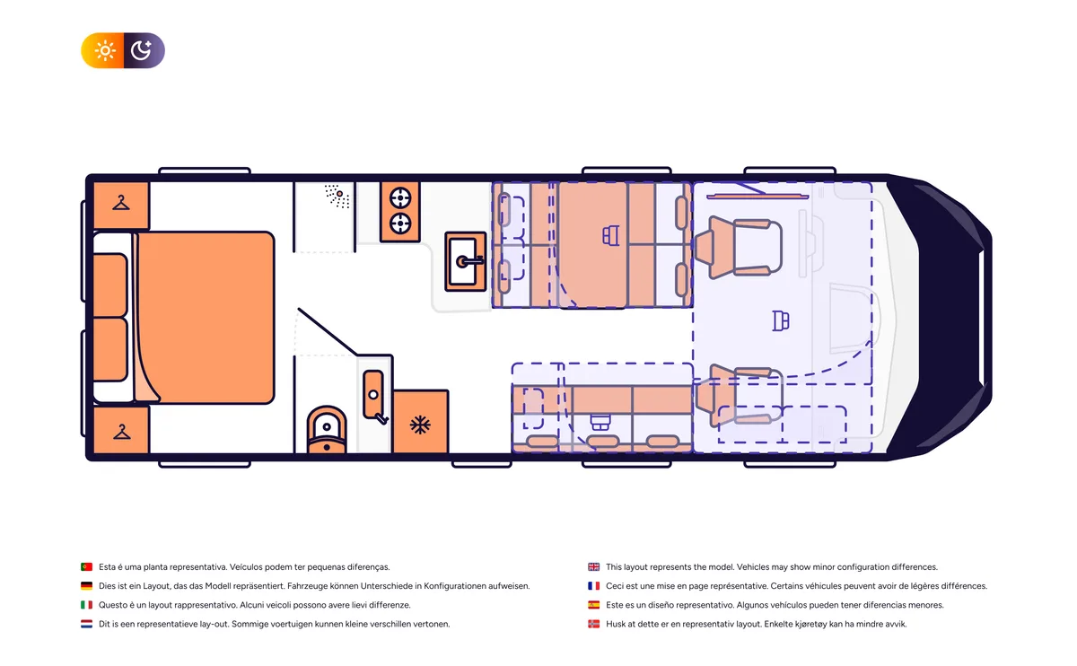 Indie Campers Family floor plan, USA