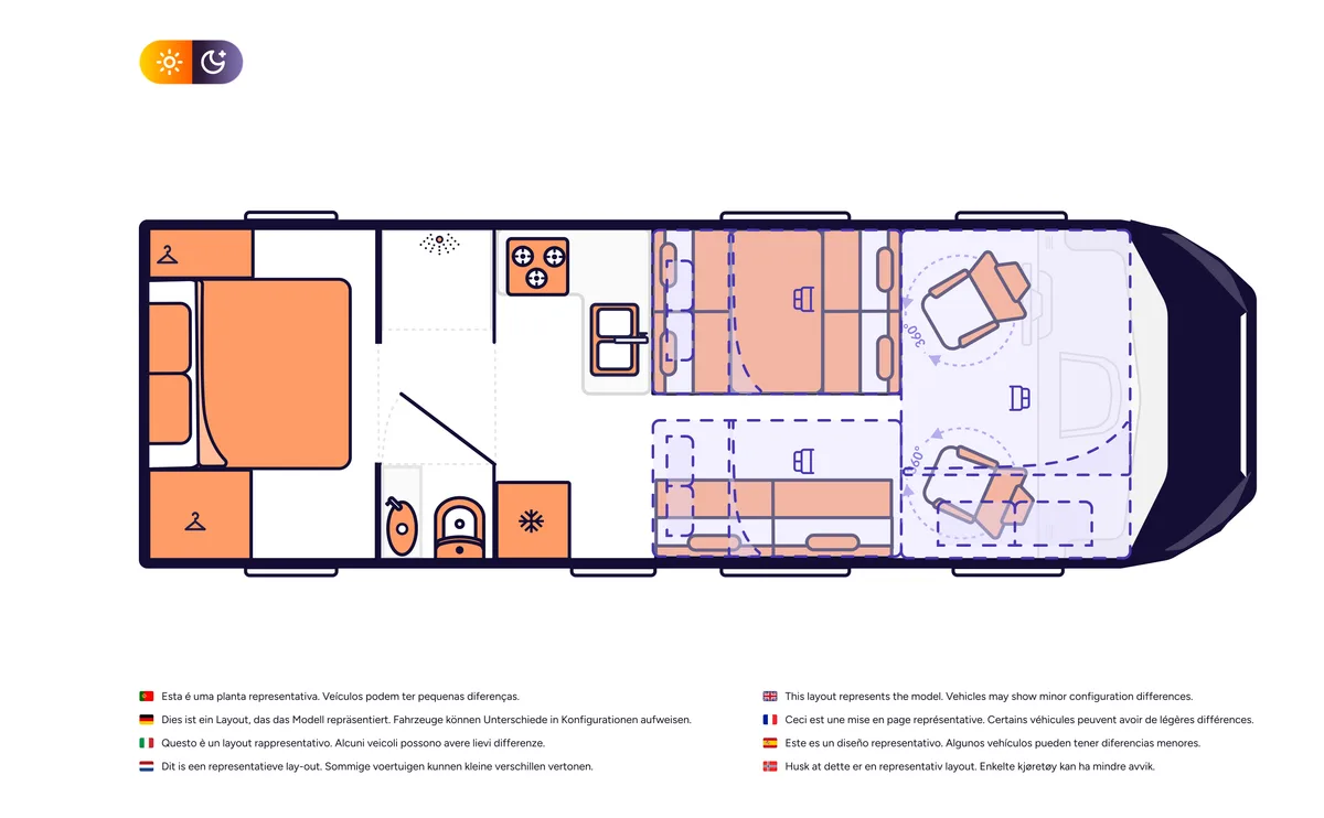 Indie Campers Space floor plan, USA