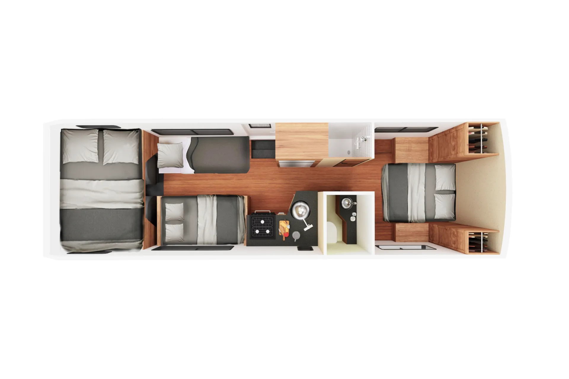 Cruise Canada Large 30 ft (C30) night floor plan, Canada