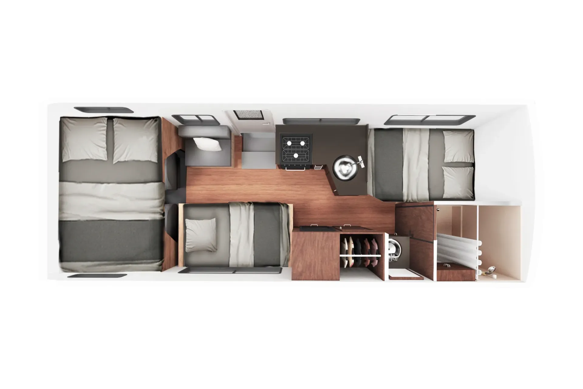 Cruise Canada Standard 25 ft (C25) night floor plan, Canada