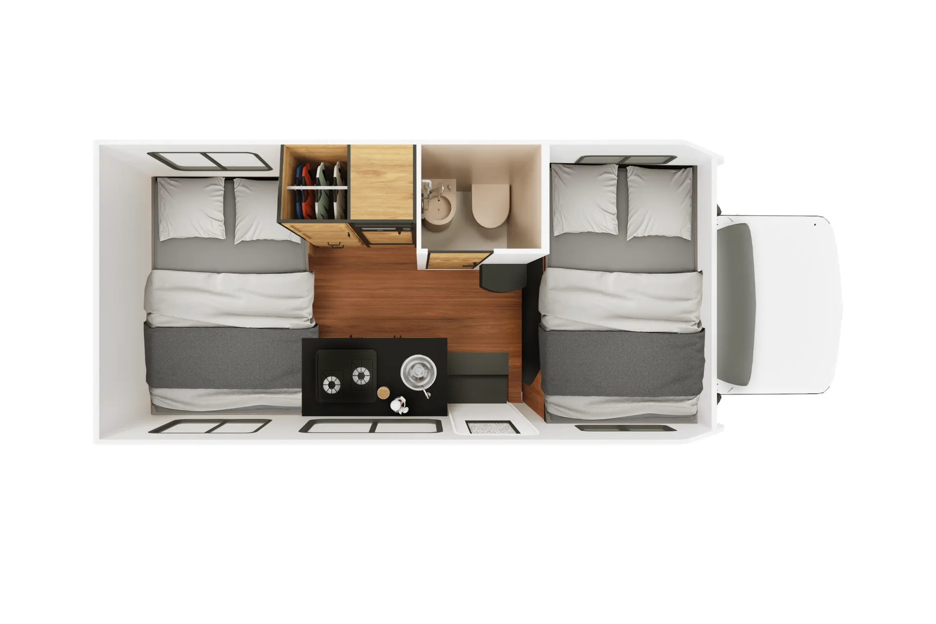 Cruise Canada Compact 21 ft (C21) night floor plan, Canada