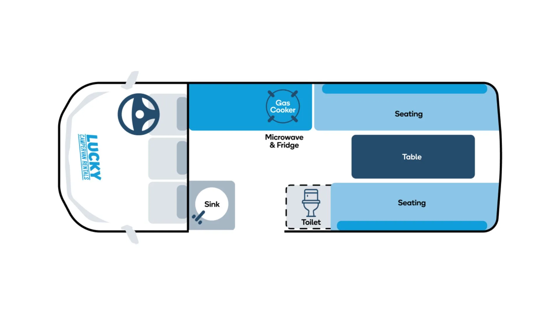 Lucky Roadie+ day floor plan, New Zealand