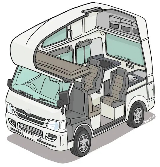 Euro Escape 4 Berth night floor plan, New Zealand